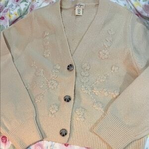Jessica Simpson Beige Floral Cardigan